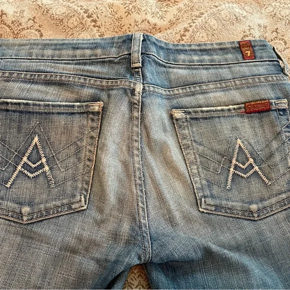 Women's 7 for all mankind Blue Flared Jeans - Picture 5 of 6